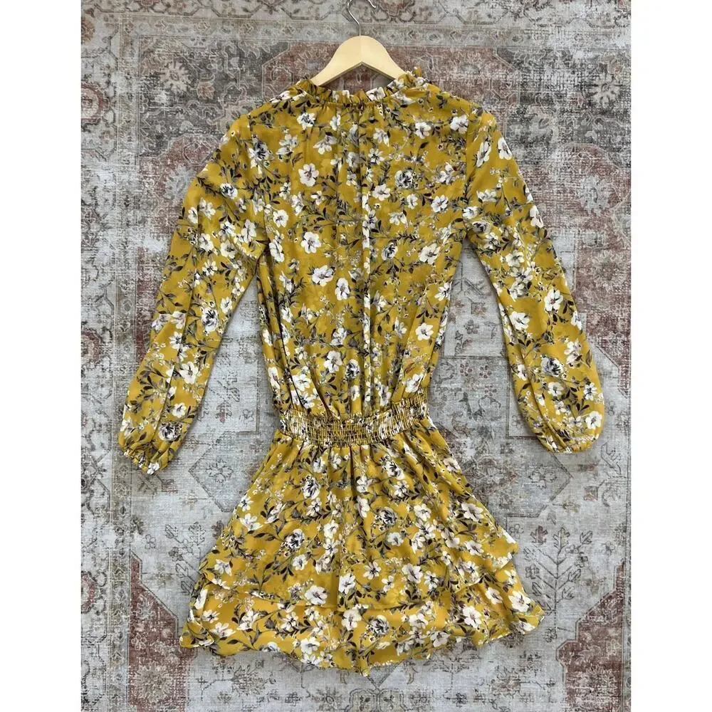 Show Me Your Mumu Channing Flirtin Floral Mini Dress Size XS Yellow - Picture 8 of 9